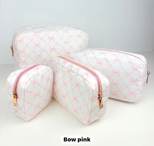 Pre-order 4PC Nylon Cosmetic Bags - Pink Bow
