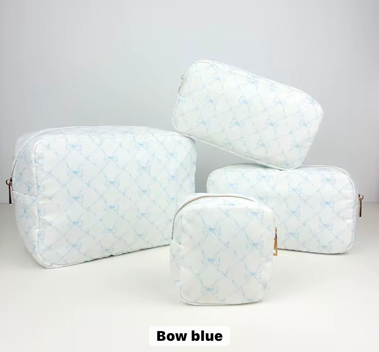 Pre-order 4PC Nylon Cosmetic Bags - Blue Bow
