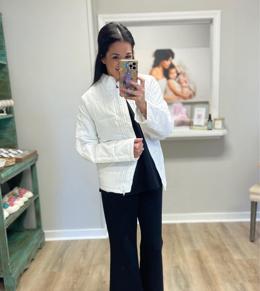 White Cozy Quilted Jacket