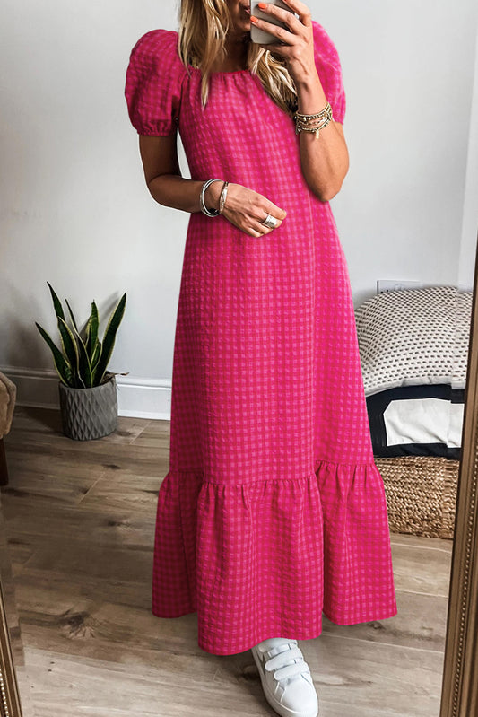 Picnic Crush Dark Pink Gingham Maxi