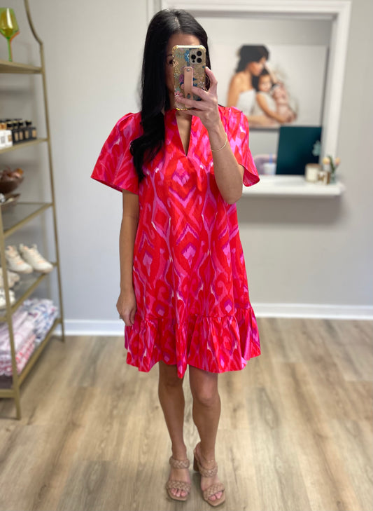 Blevin Ikat Celeste Mini Dress