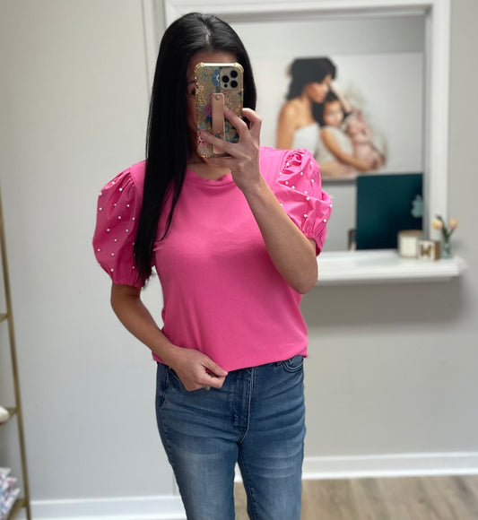 Pink Pearl Ribbed Top