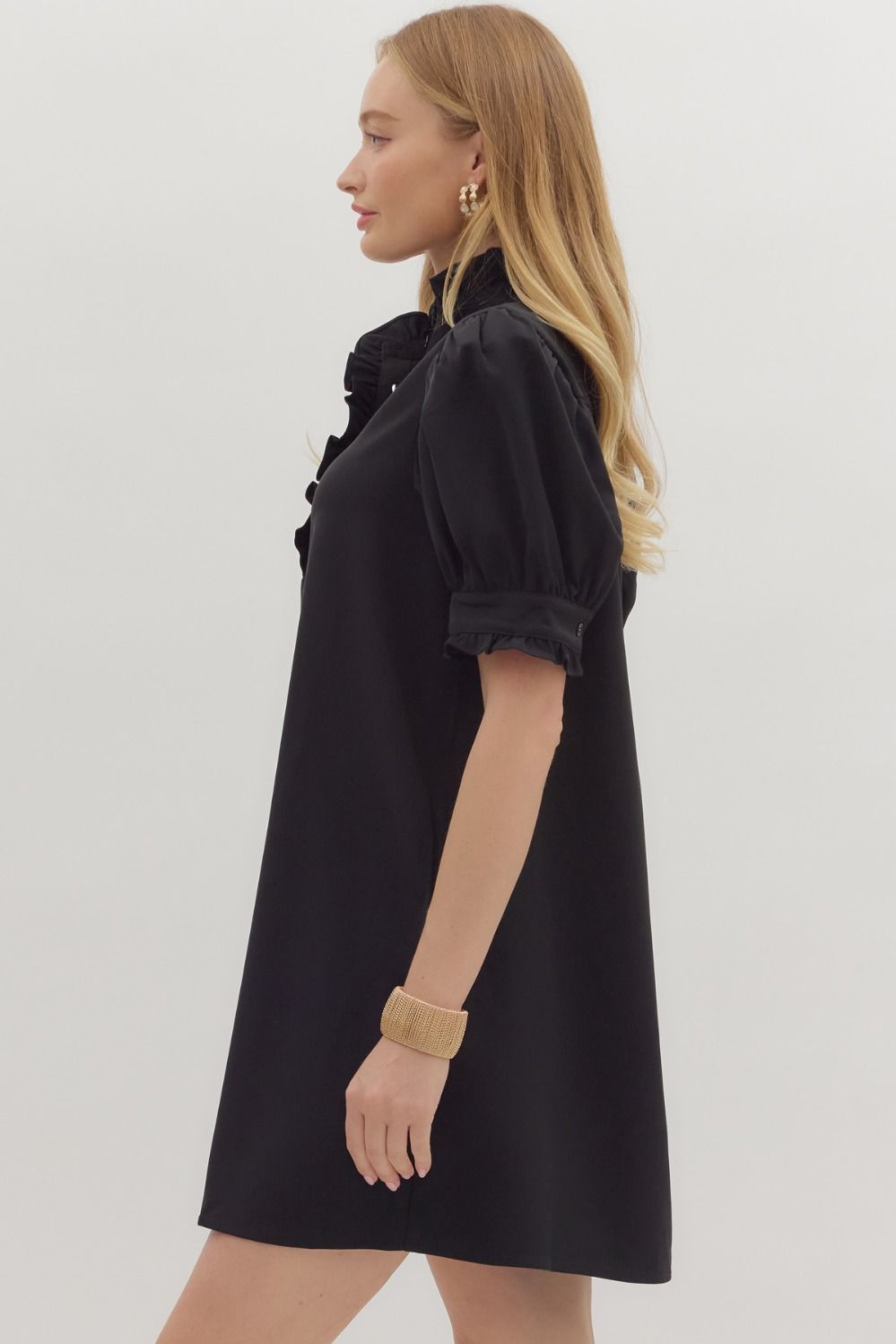 The Eleanor Ruffle Collar Dress - Black