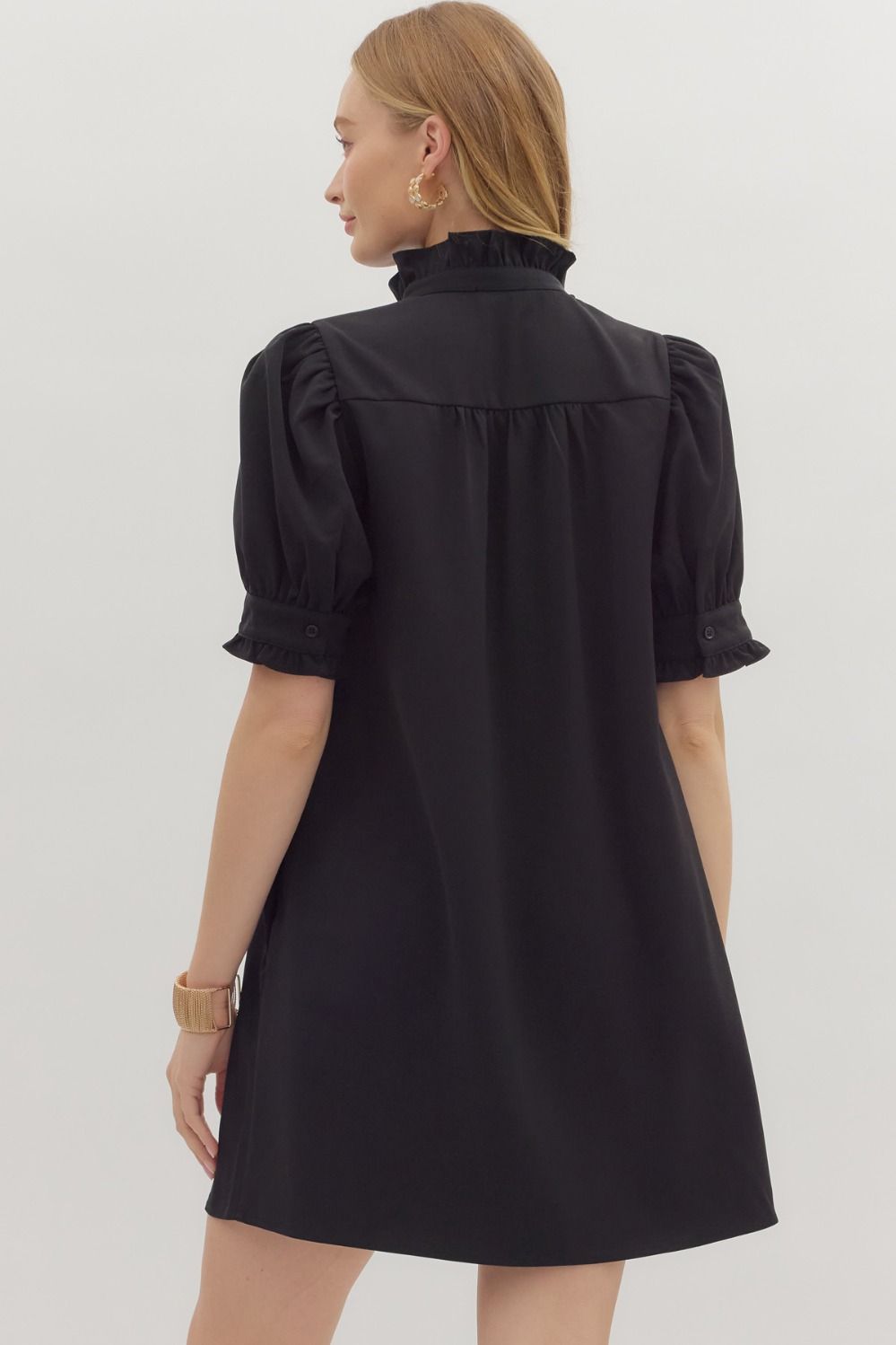 The Eleanor Ruffle Collar Dress - Black