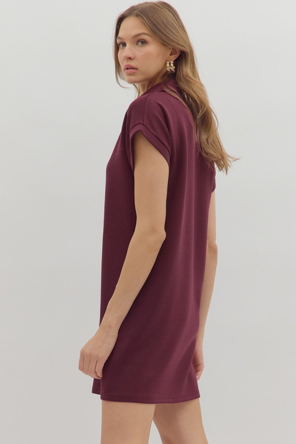 The Ava Shift Dress - Burgundy