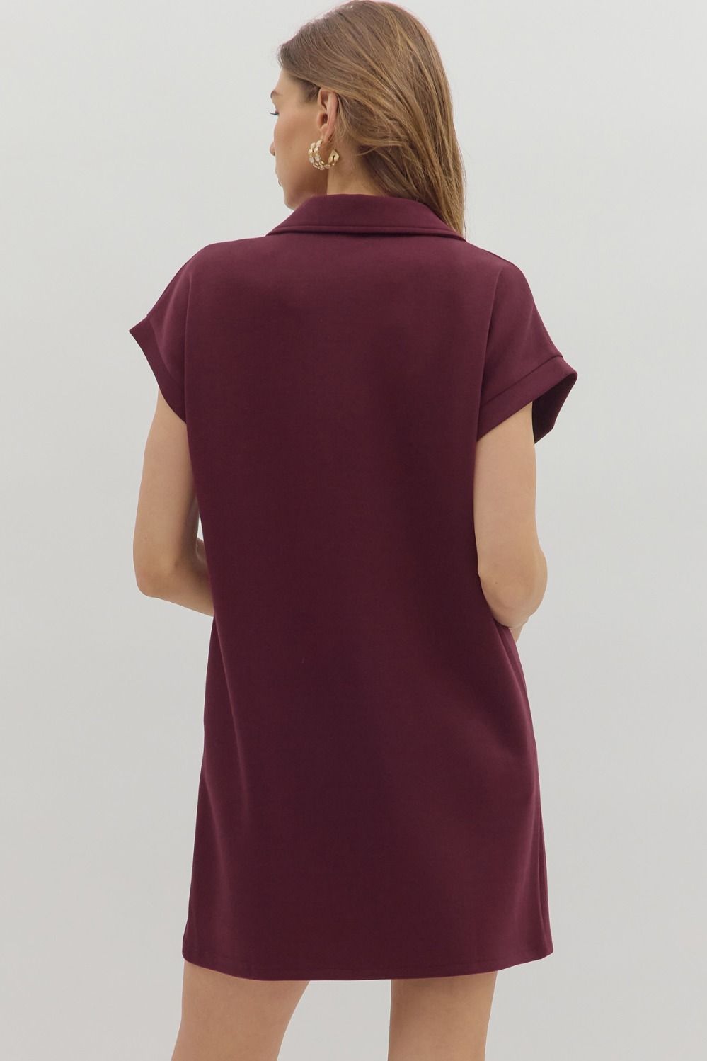 The Ava Shift Dress - Burgundy