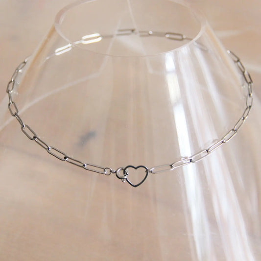 Pre-Order Heart and Chain Necklace - Silver