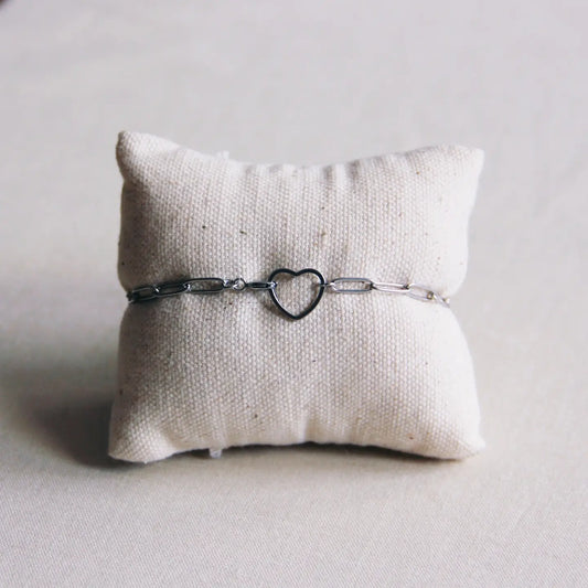 Pre-Order Heart and Chain Bracelet - Silver
