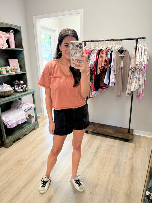 Rust Waffle Cropped Knit