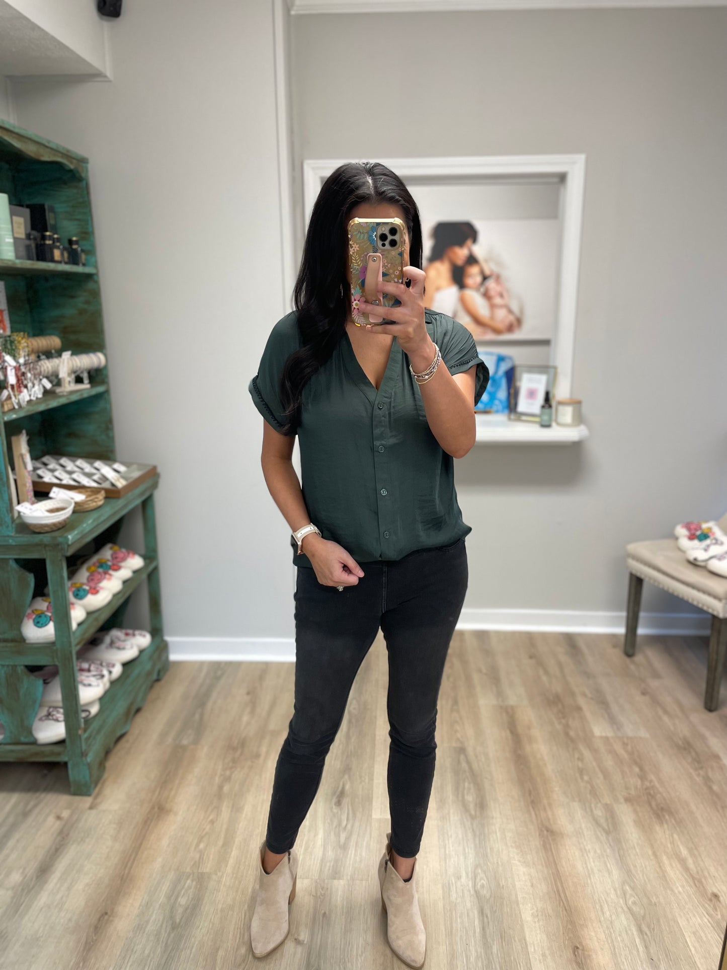 The Whisper Blouse - Forest Green