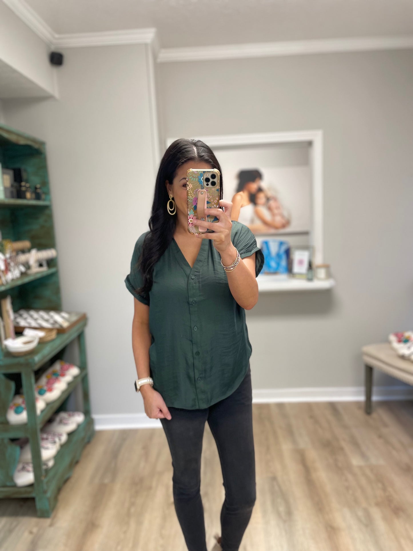 The Whisper Blouse - Forest Green