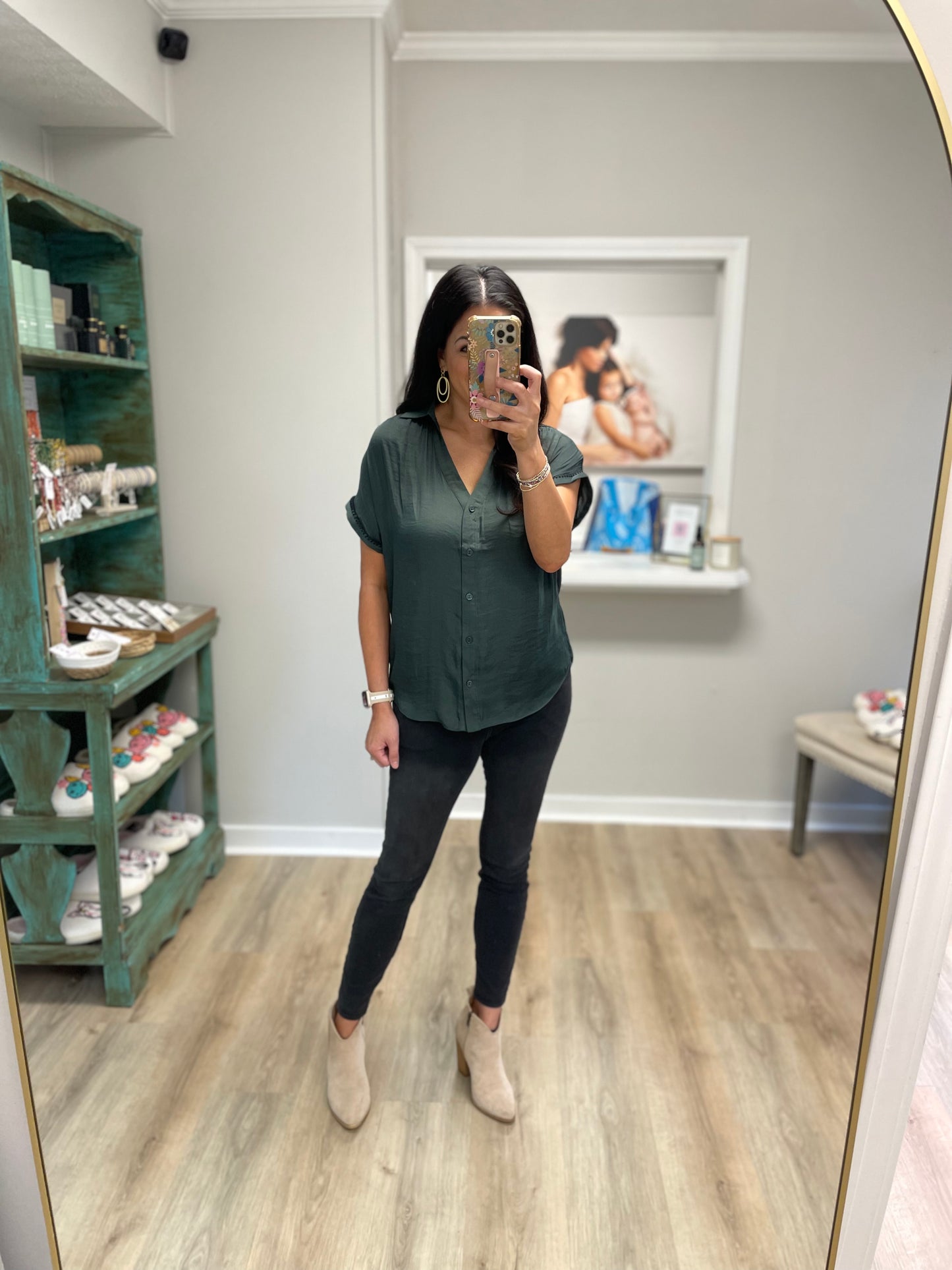 The Whisper Blouse - Forest Green