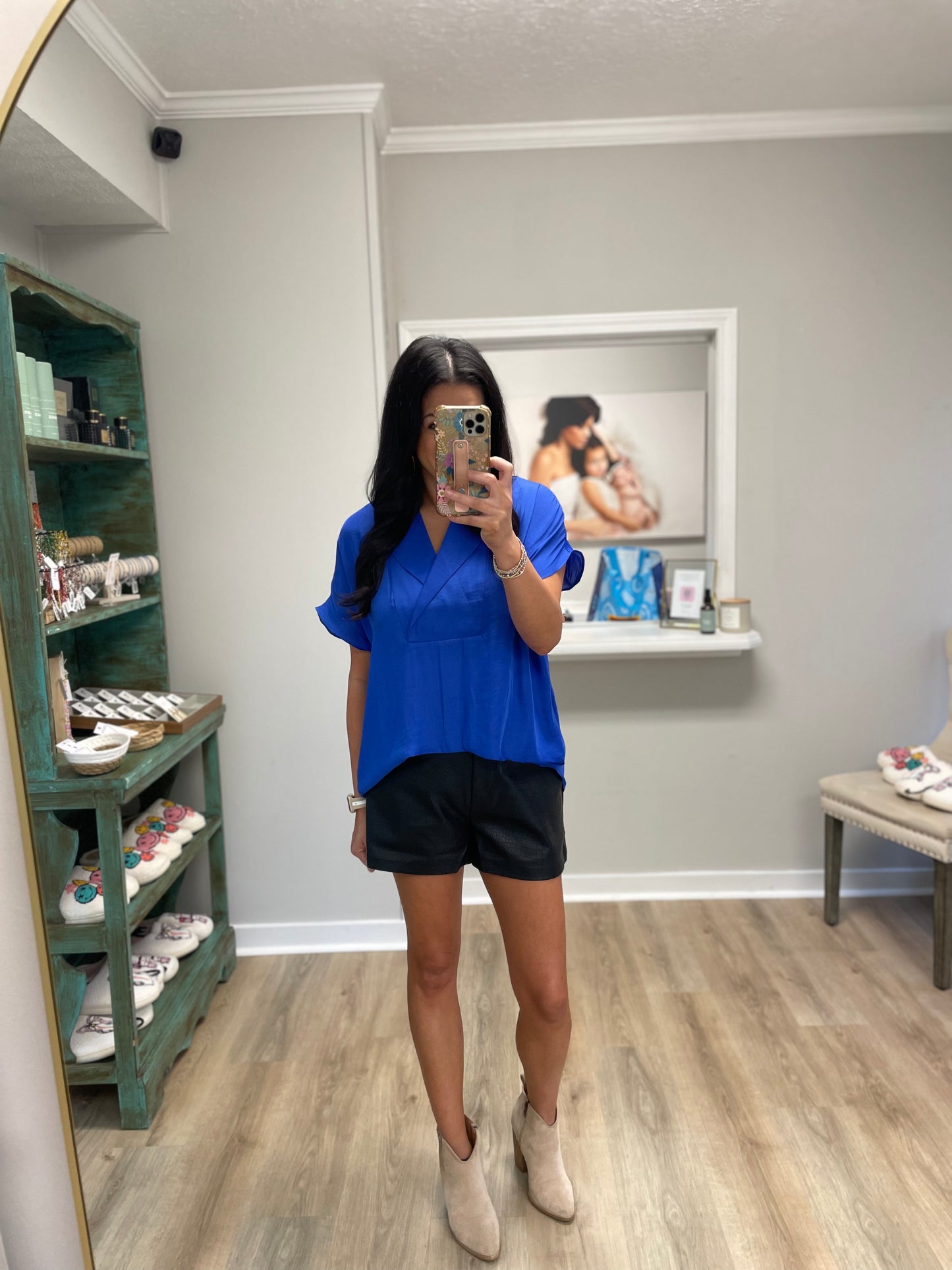 Crocodile Faux Leather High-Waisted Shorts