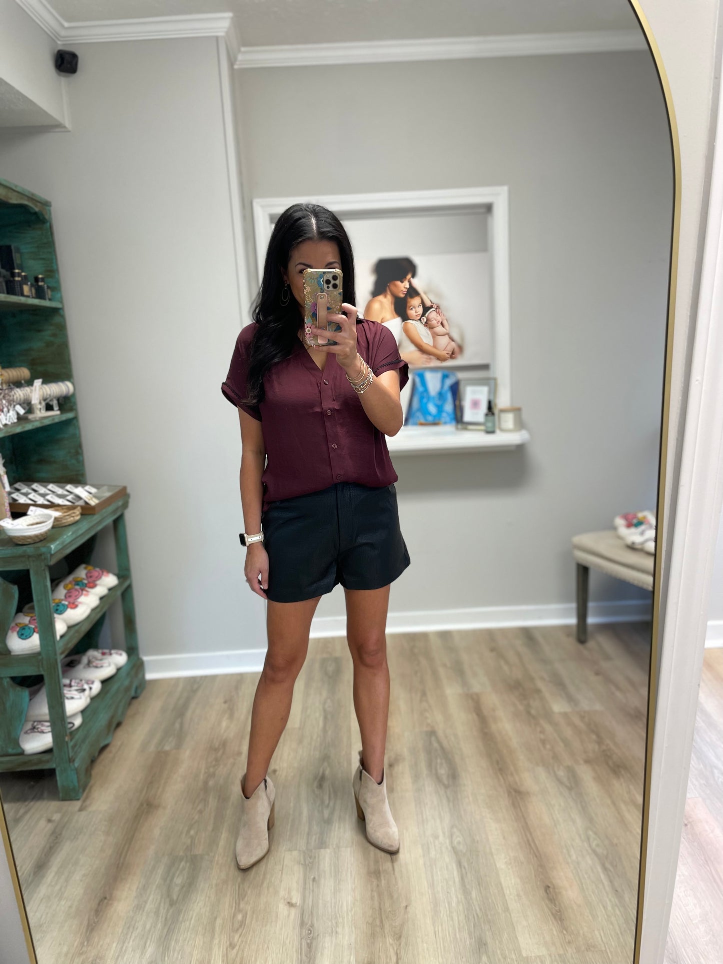 Crocodile Faux Leather High-Waisted Shorts