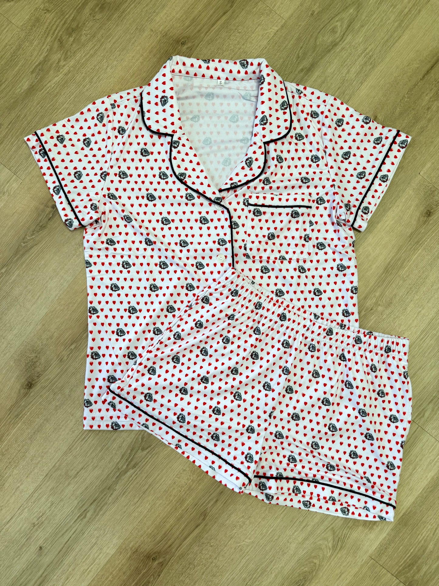 Varsity Hearts Pajama Short Set - Brandon Bulldogs