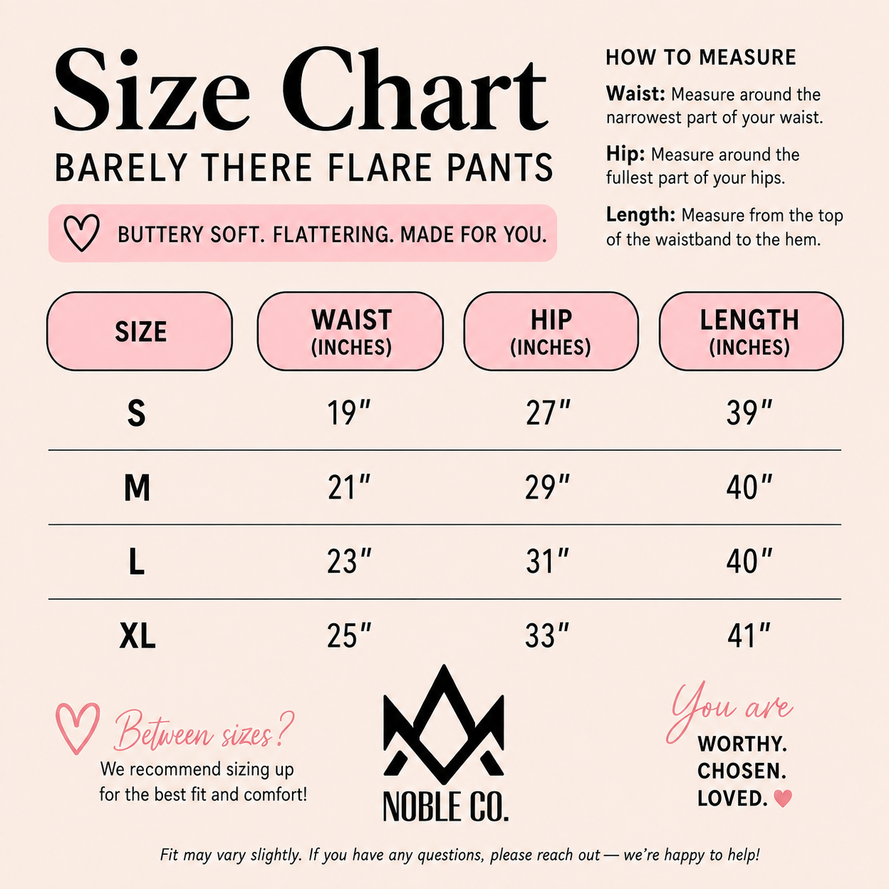 Pre-order Noble Co. Barely There Flare Pants (eta 4-5 weeks)