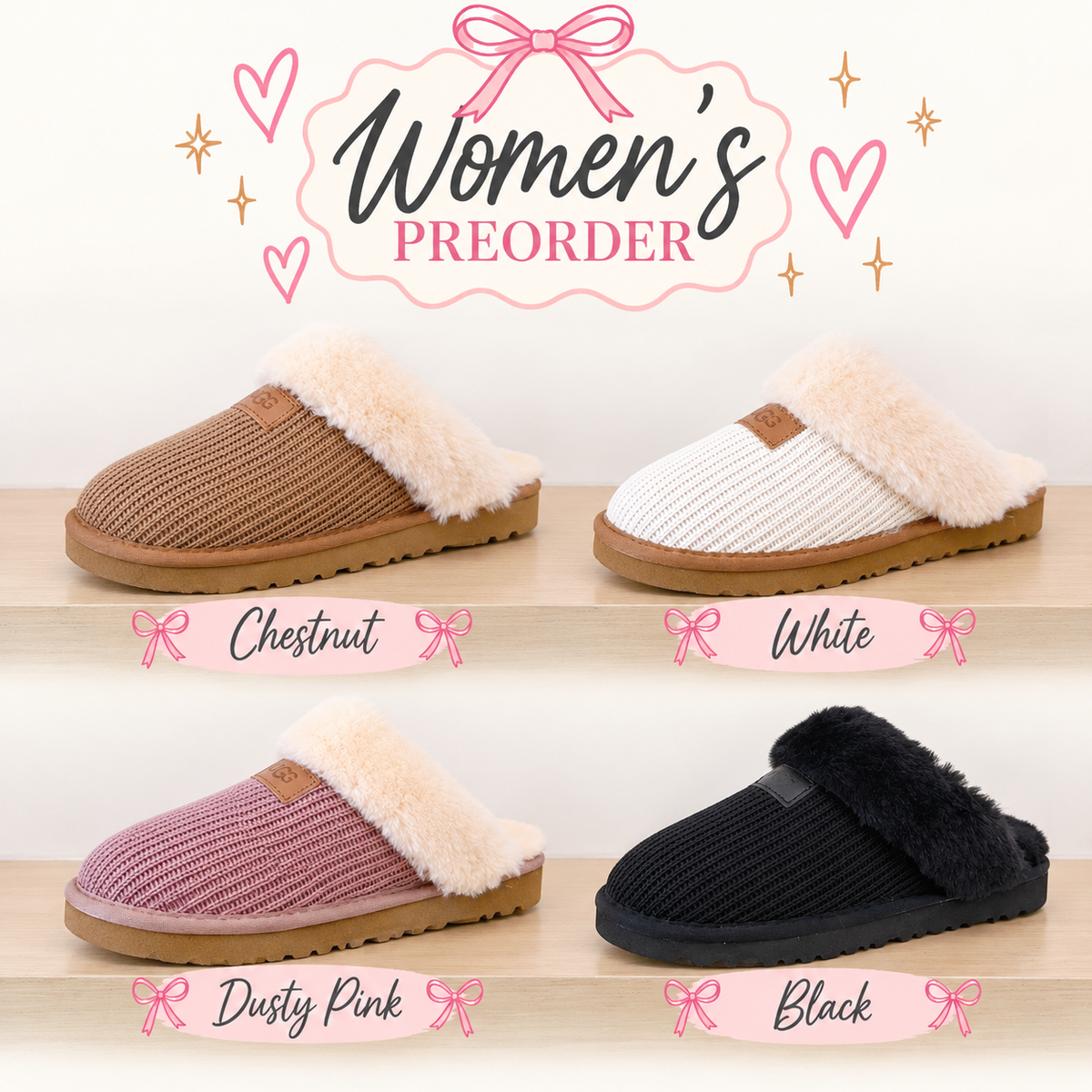 Preorder Women's Knit Slippers (eta 4weeks)