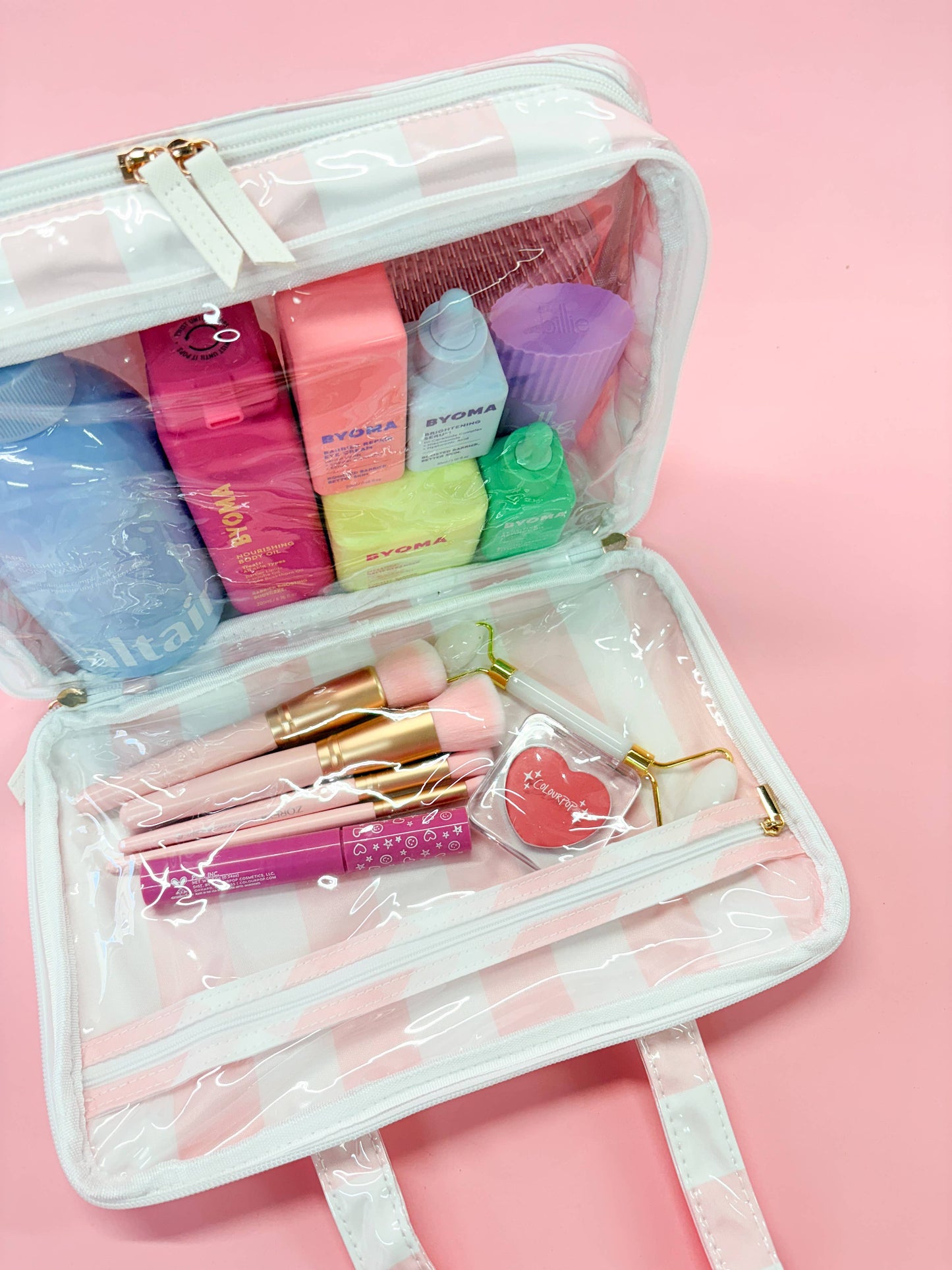 Gloss & Go - Colorful Stripe Wipeable Travel Cosmetic Case