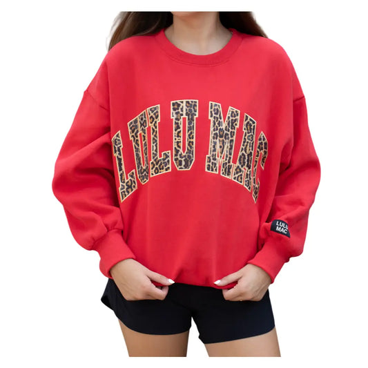 Pre-order Lulu Mac Sweatshirt - Red with Leopard