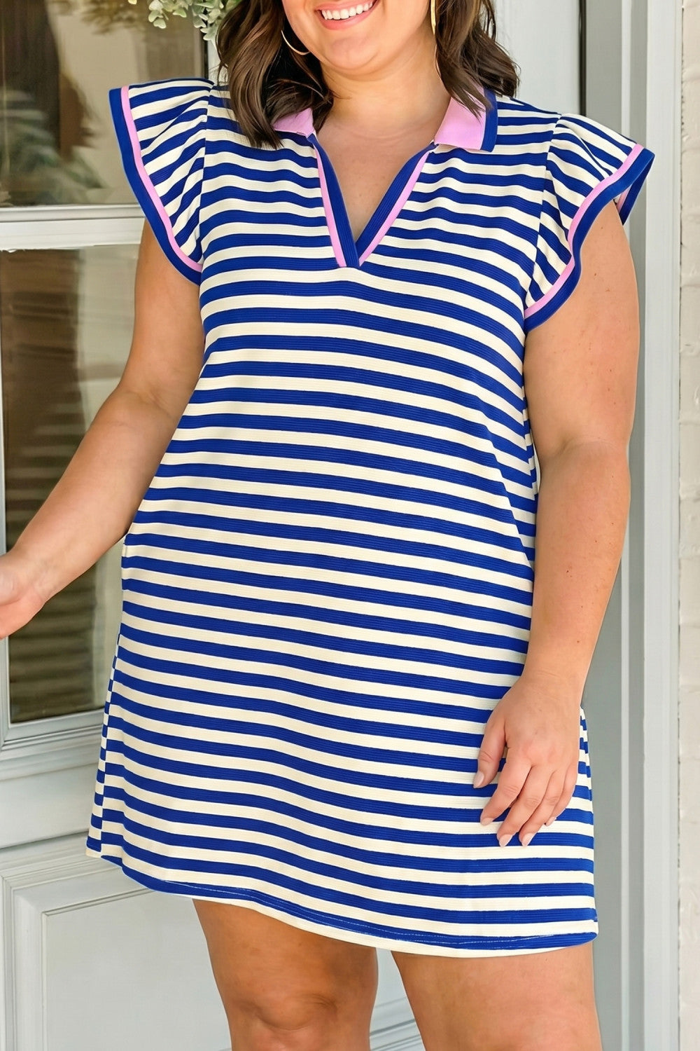 Pre-order Coastal Charm Blue Stripe Dress - Curvy