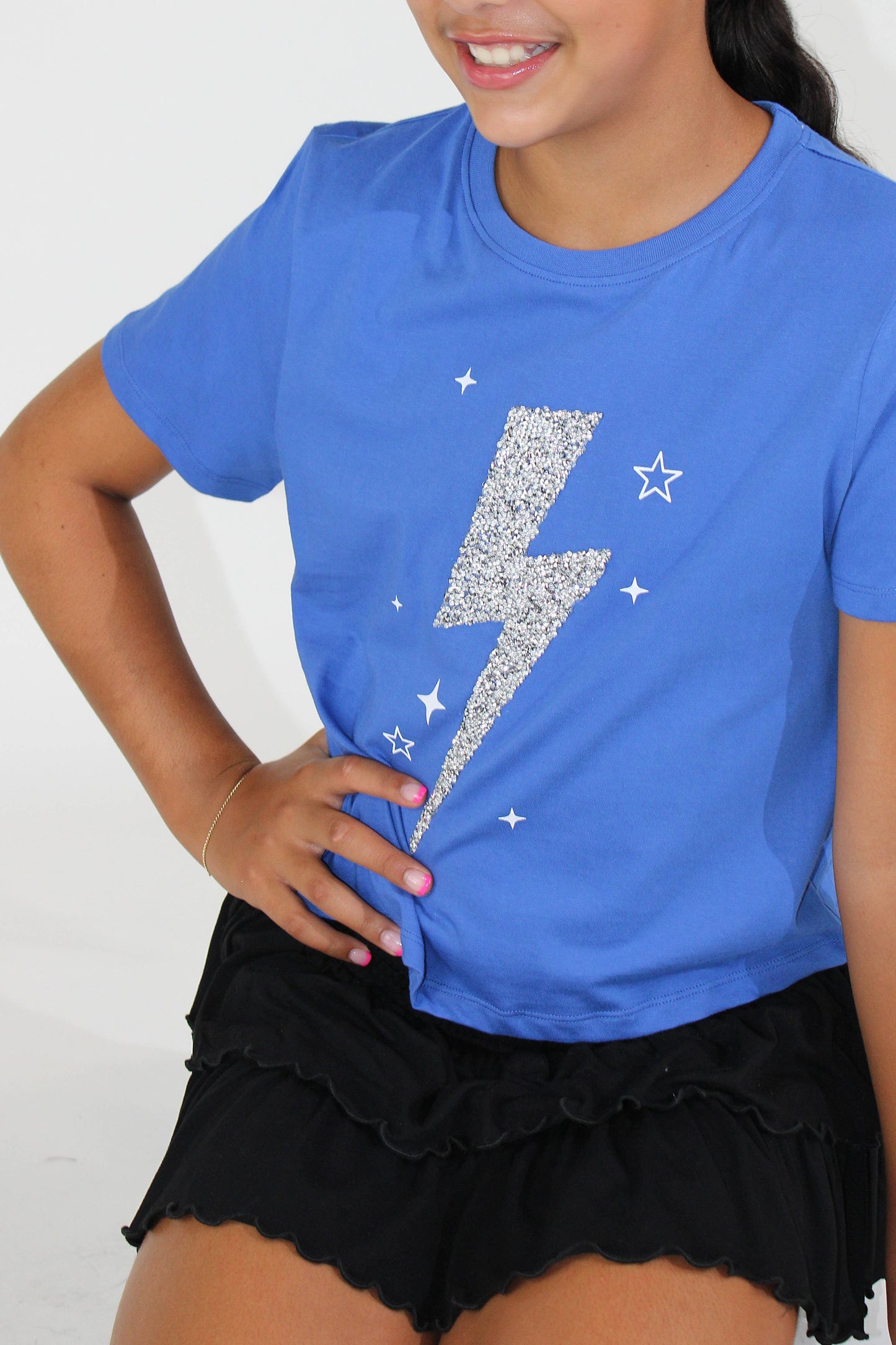Girls: Rhinestone Lightning Bolt Tee