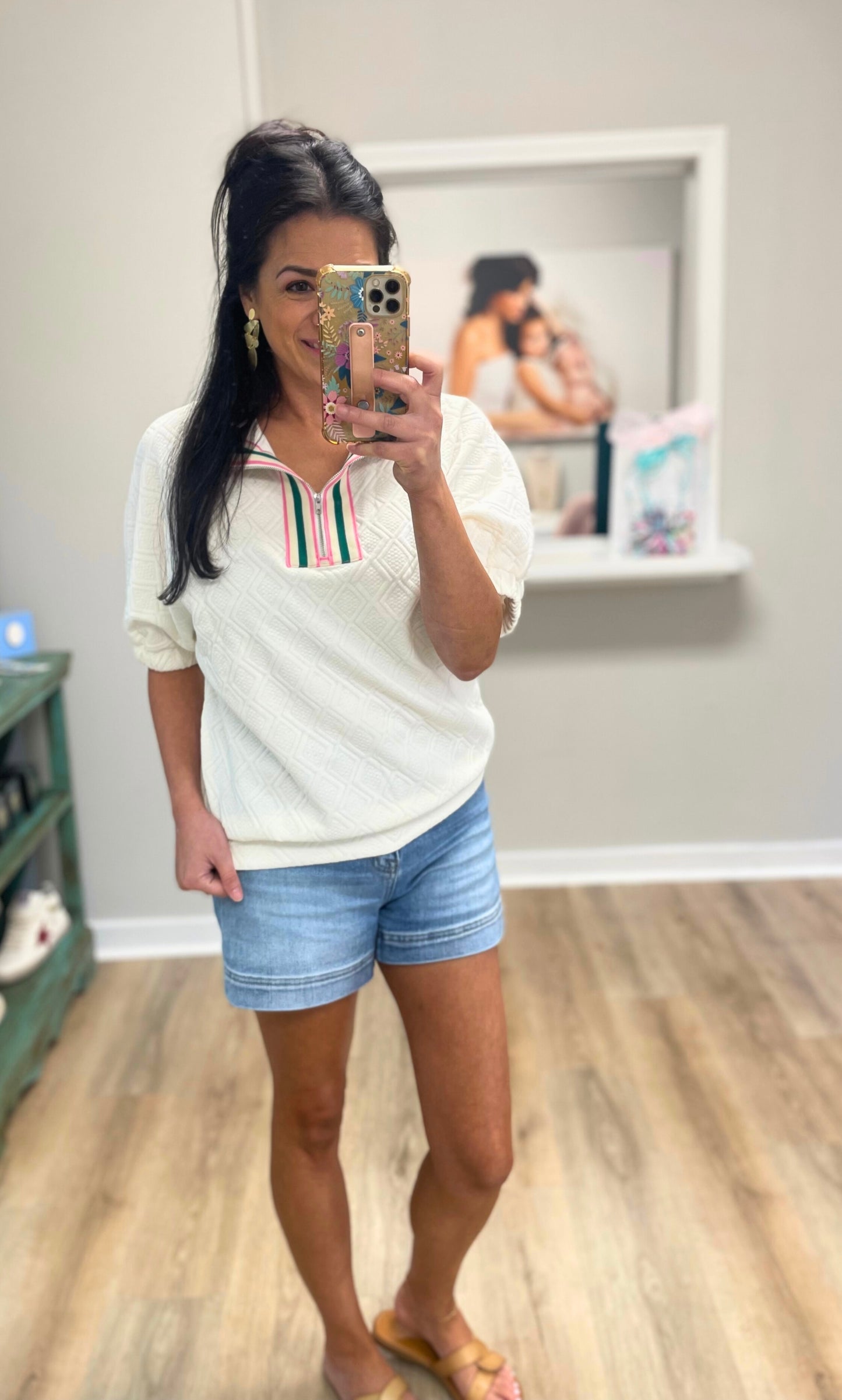 Preppy Pullover Textured Top
