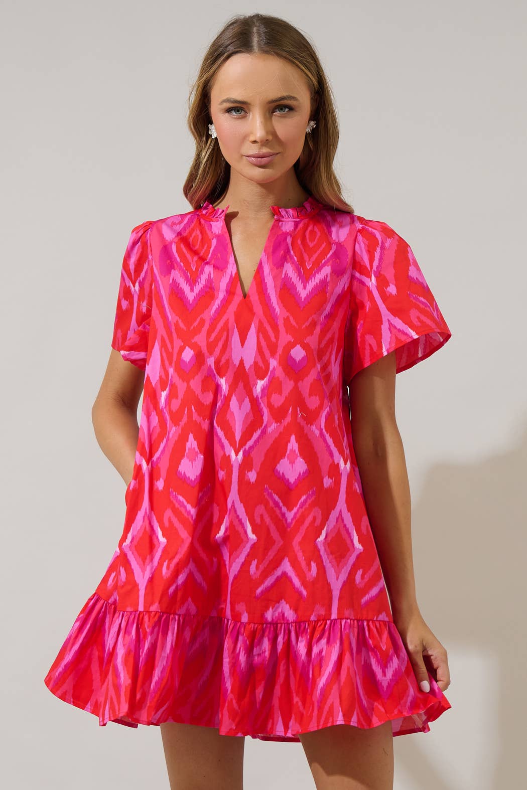 Blevin Ikat Celeste Mini Dress