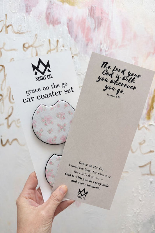 Grace On The Go Car Coaster Set - Fancy Floral Bows