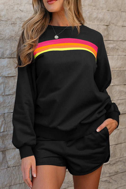 Pre-order Black Bright Stripe Short Set