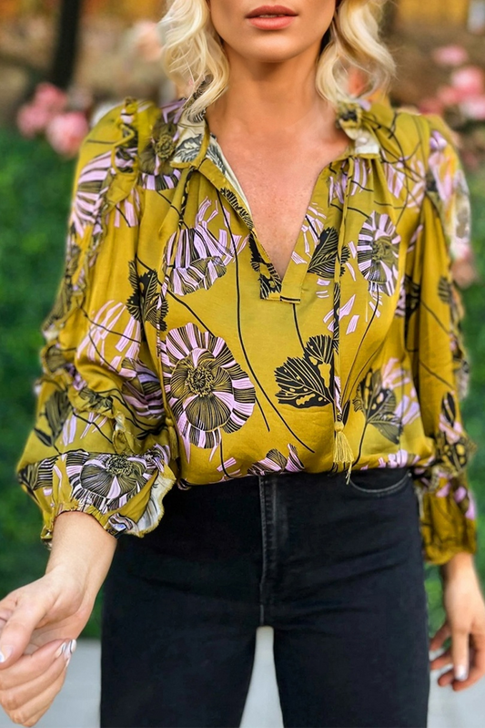 Pre-Order Yellow Vintage Floral Top