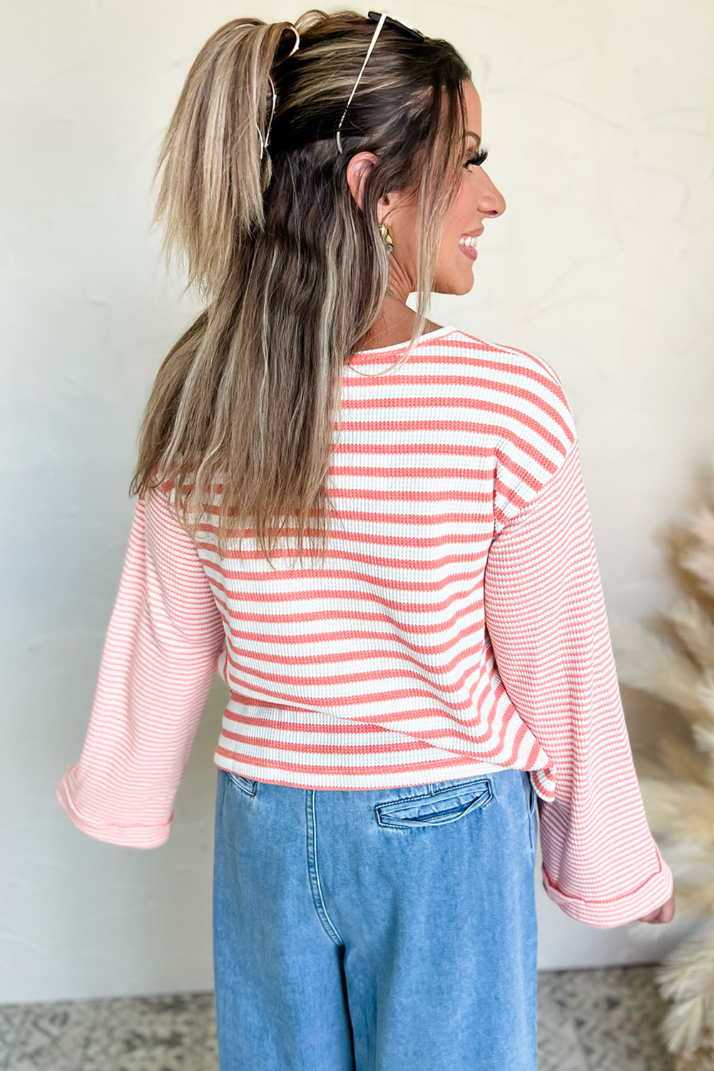 Sunset Stripes Waffle Knit Top