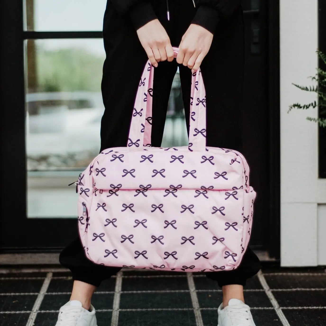 Pre-order Duffle Weekender - Black and Pink Mini Bows