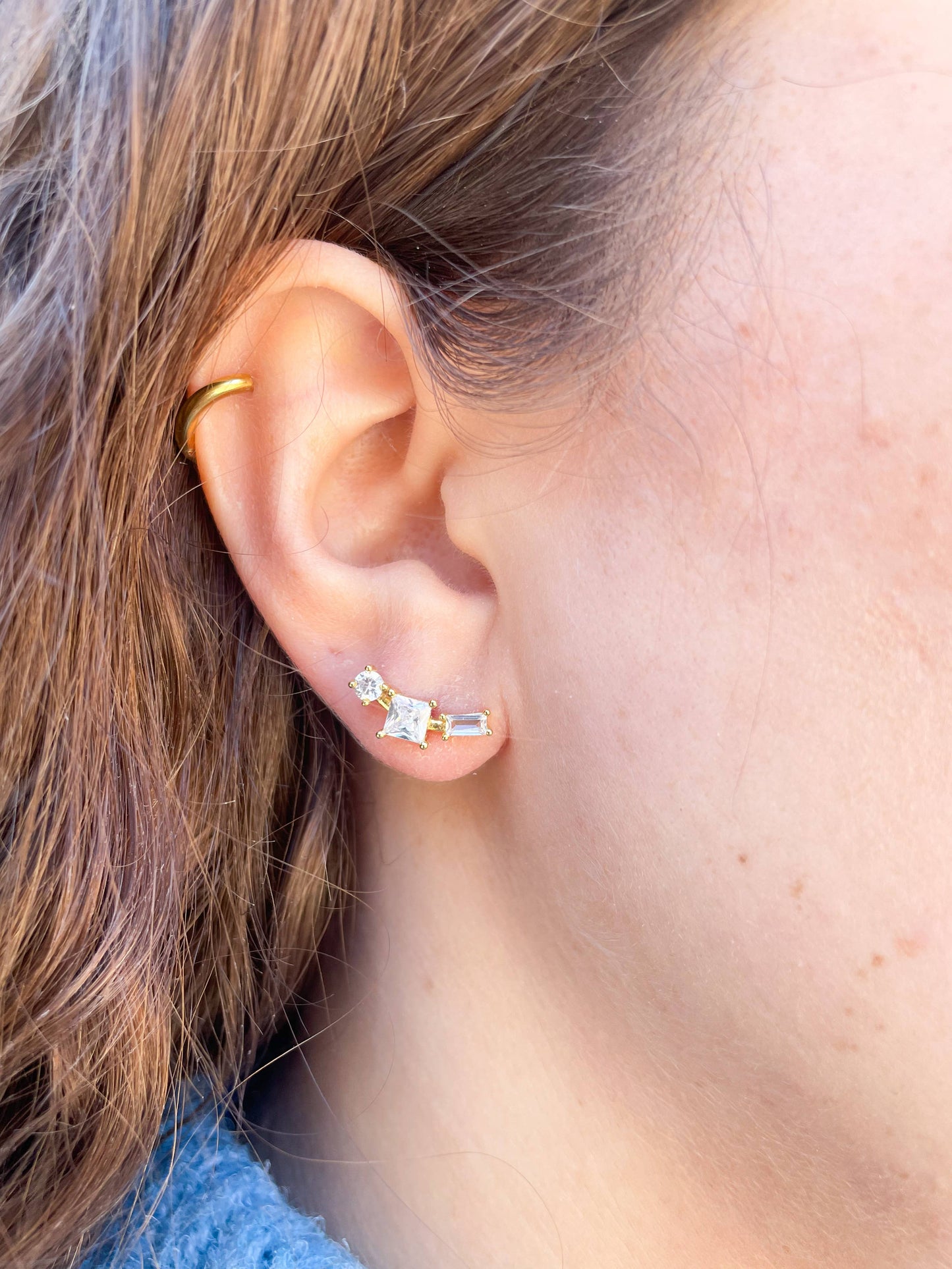 Twinkle Cluster Climber Stud Earrings