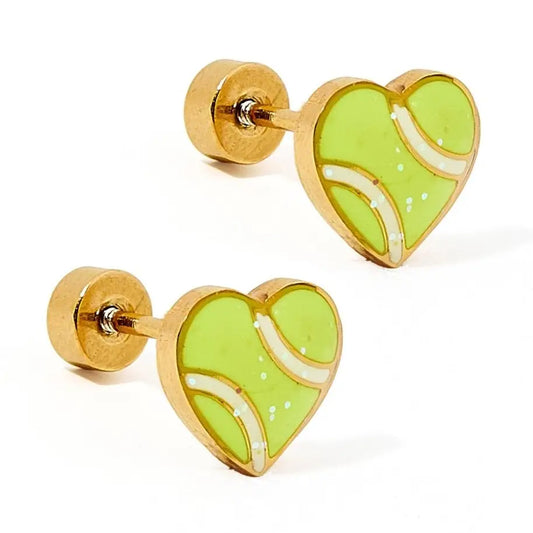 Pre-order Screwback Studs- Tennis Heart