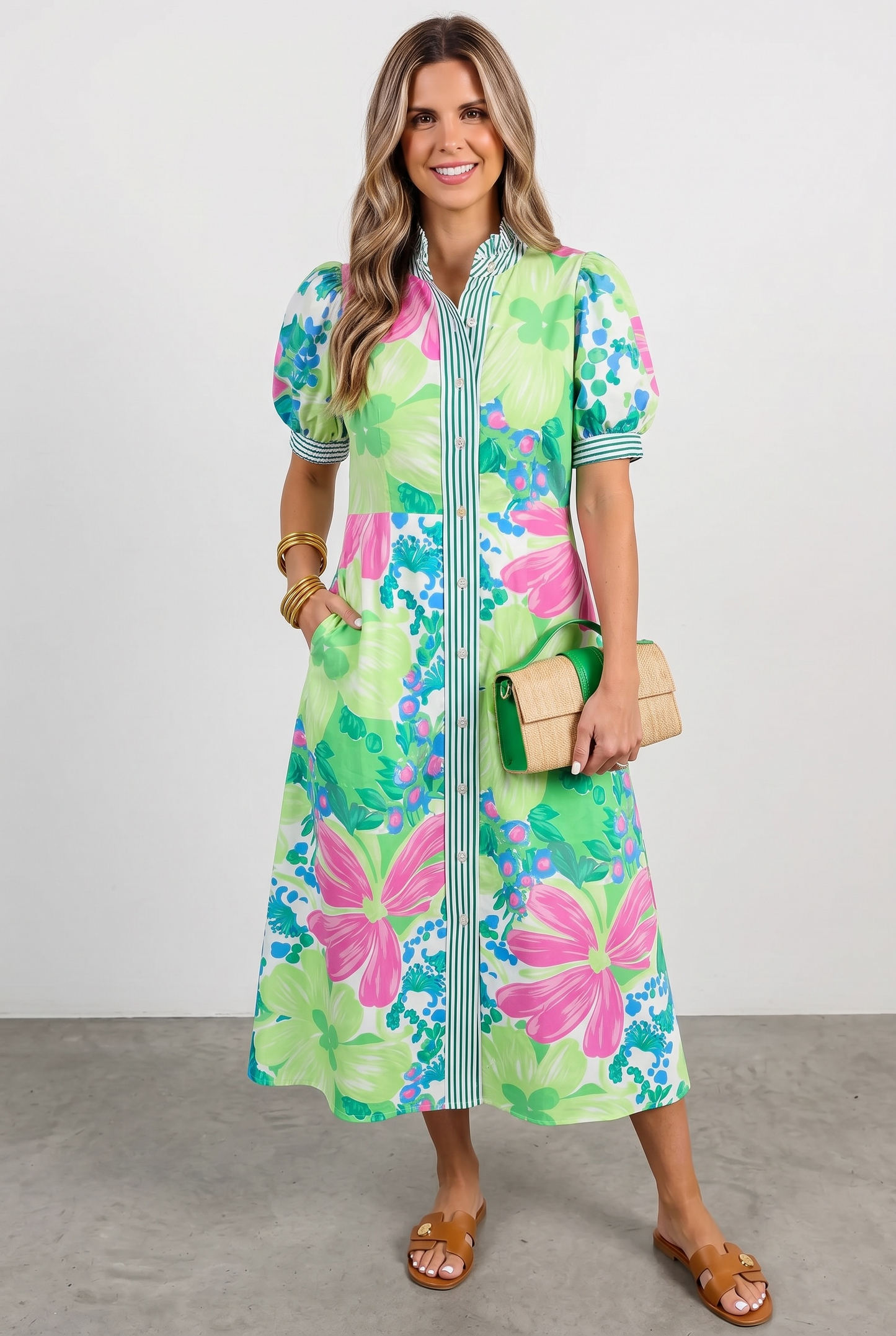 Pre-order Palm Paradise Floral Midi Dress
