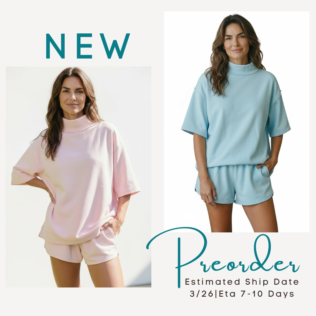 Pre-order Solid Mock Neck Set