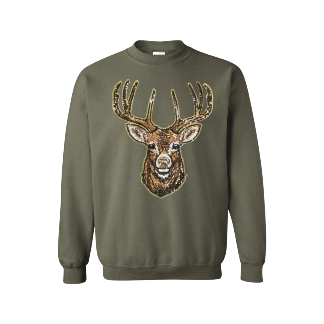 Pre-Order Sequin Sweatshirt - Regular Deer - Green
